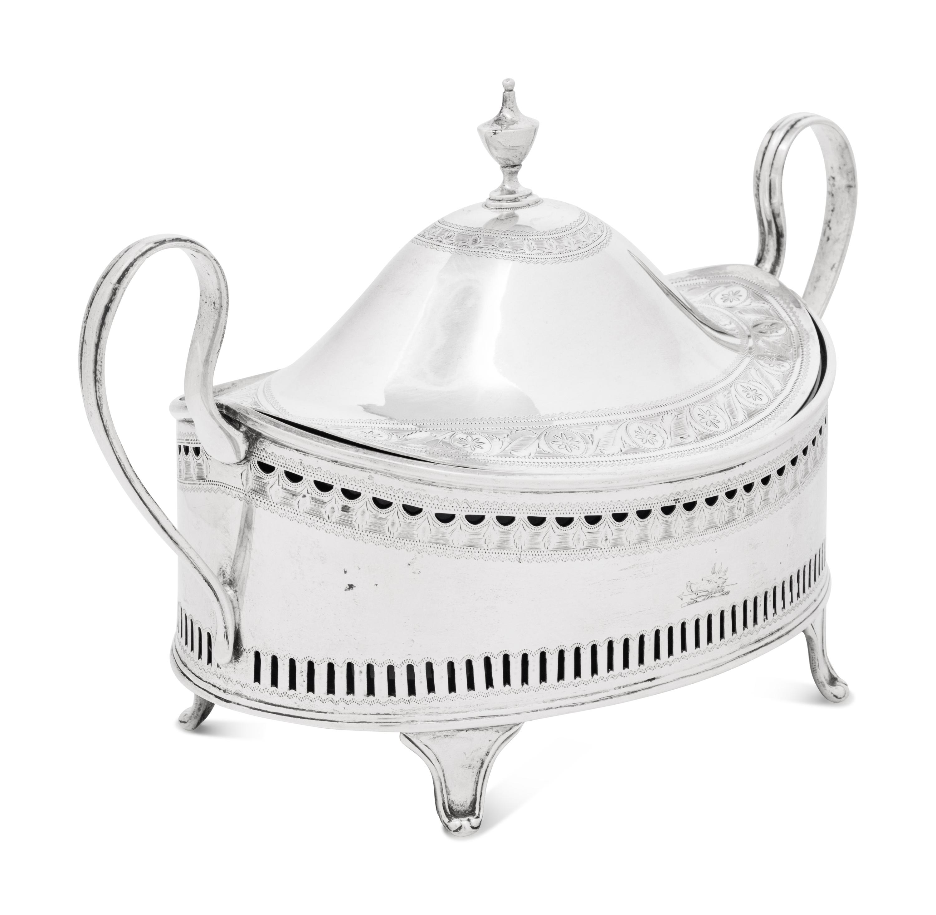 An Irish George III Silver Cobalt Glass-Lined Covered Dish