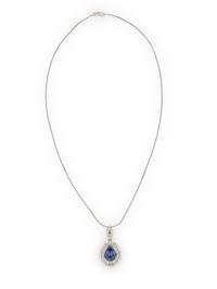 TANZANITE AND DIAMOND PENDANT NECKLACE