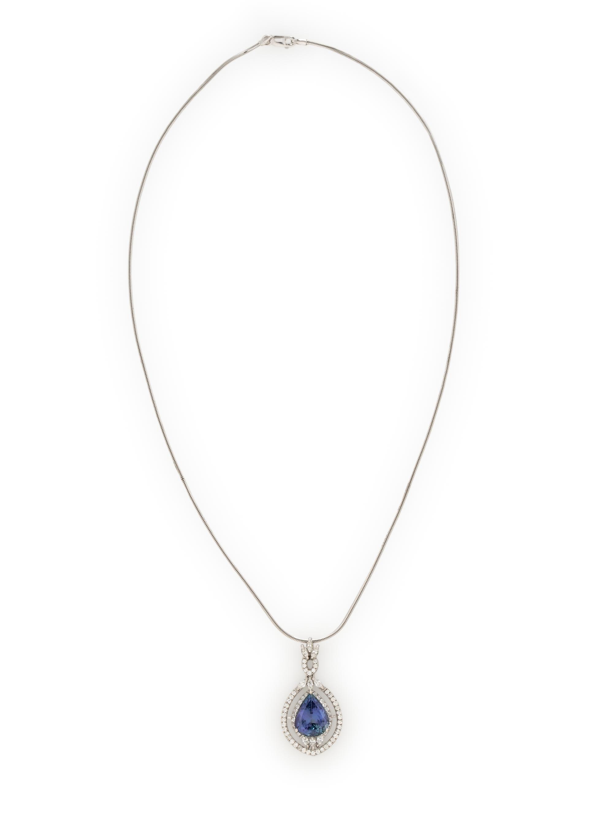 TANZANITE AND DIAMOND PENDANT NECKLACE