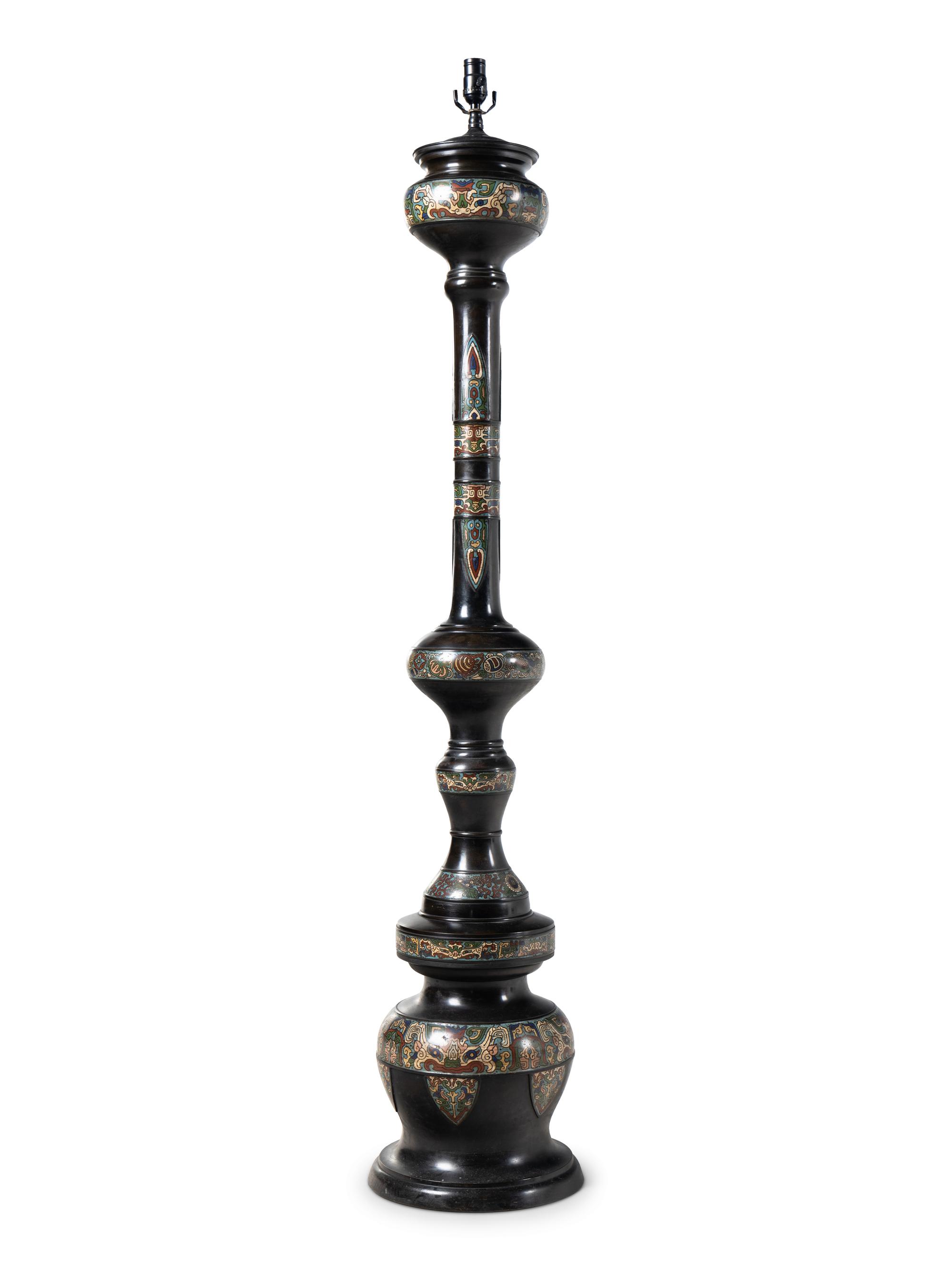 A Japanese Champlevé Floor Lamp