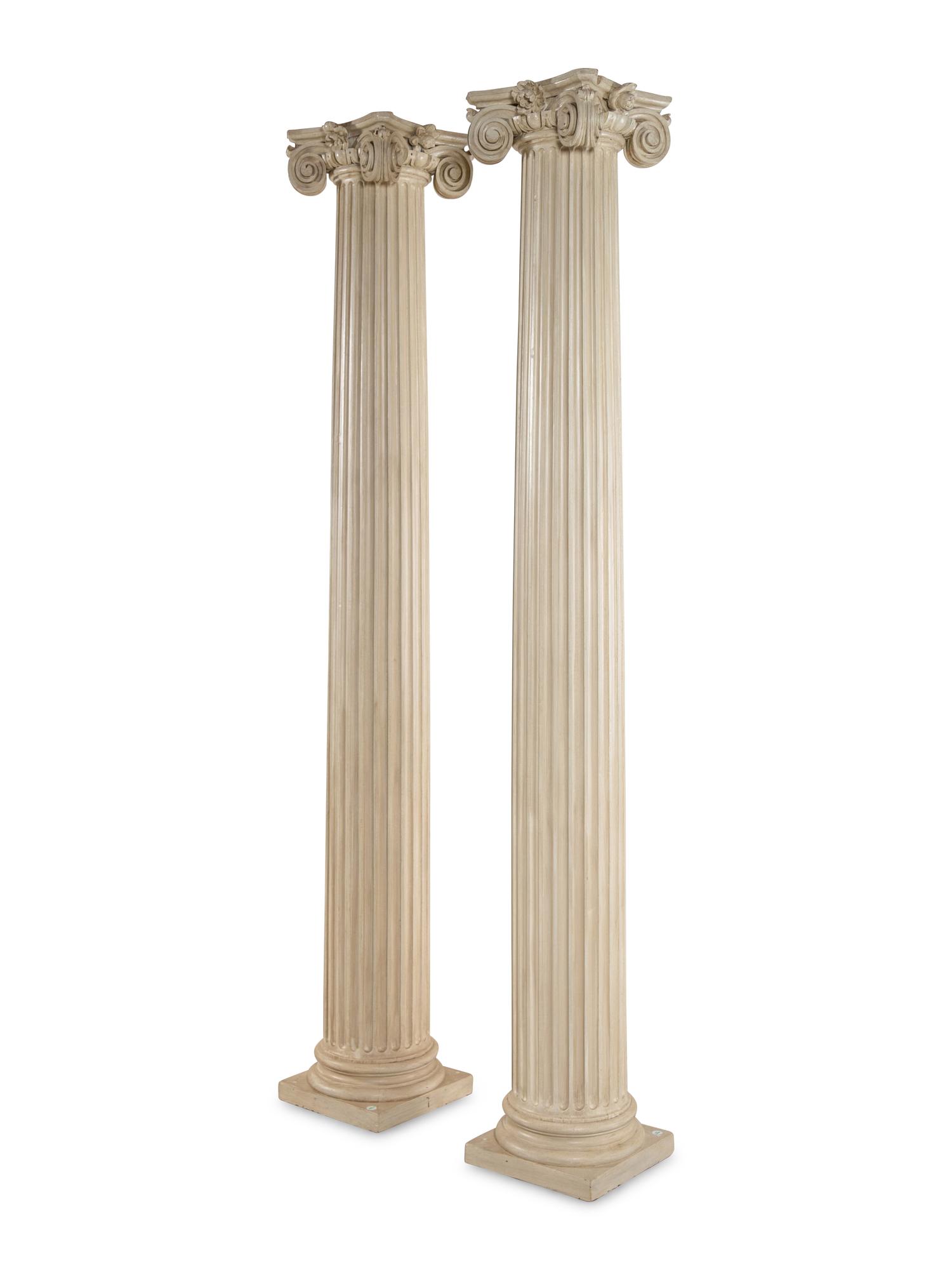 A Pair of Painted Wood Ionic Columns