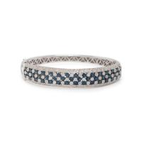 WHITE GOLD, DIAMOND AND SAPPHIRE BANGLE BRACELET