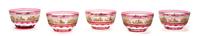 A Set of Twelve Bohemian Cranberry Cut-to-Clear Glass Bowls, Diameter 4 1/2 inches.