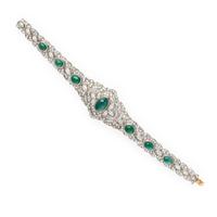 EMERALD, DIAMOND, AND WHITE GOLD BRACELET