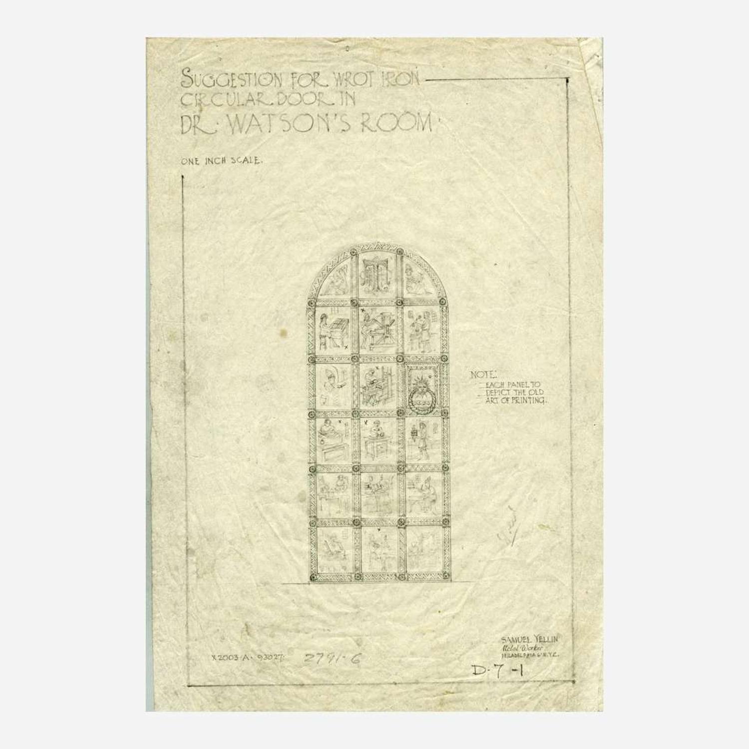 Samuel Yellin (American, b. Ukraine, 1884-1940) Rare and Important "Sketch in Iron", a Study Panel for a Door for the J. Walter Thompson Advertising Agency, New York, circa 1928