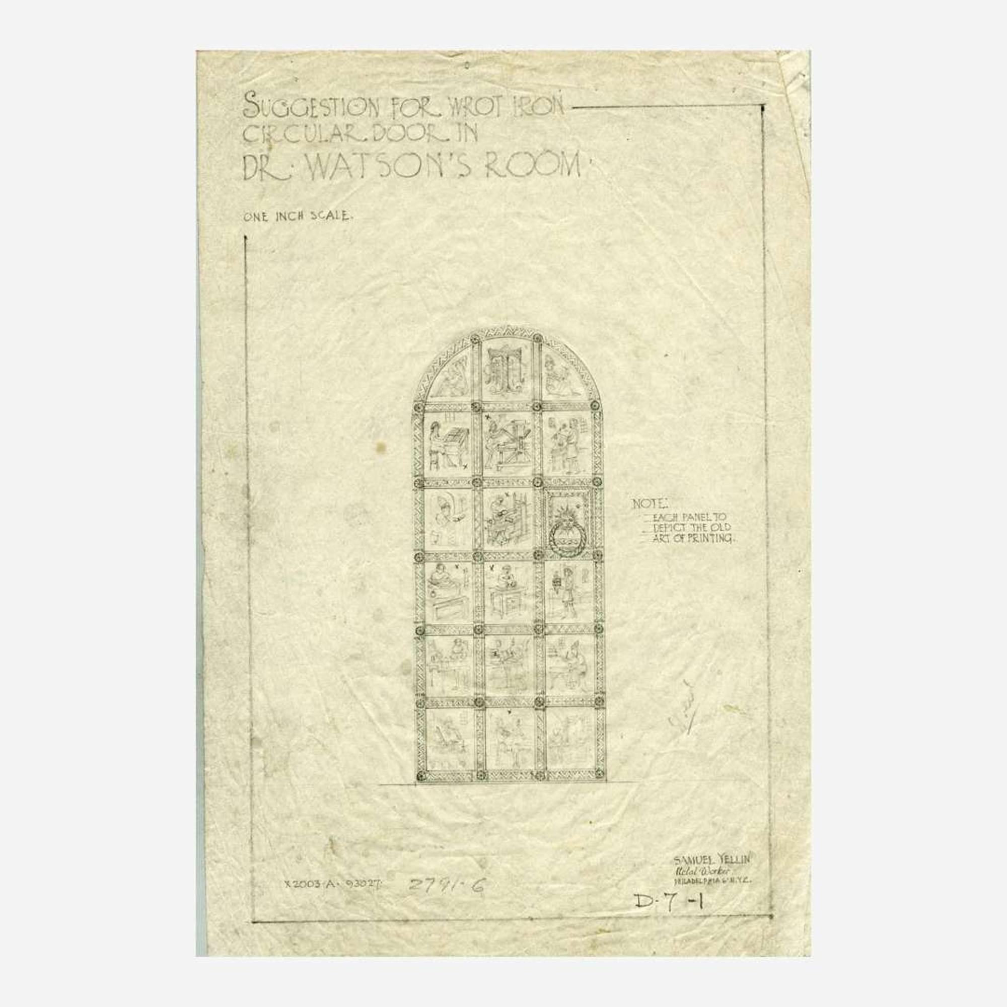 Samuel Yellin (American, b. Ukraine, 1884-1940) Rare and Important "Sketch in Iron", a Study Panel for a Door for the J. Walter Thompson Advertising Agency, New York, circa 1928