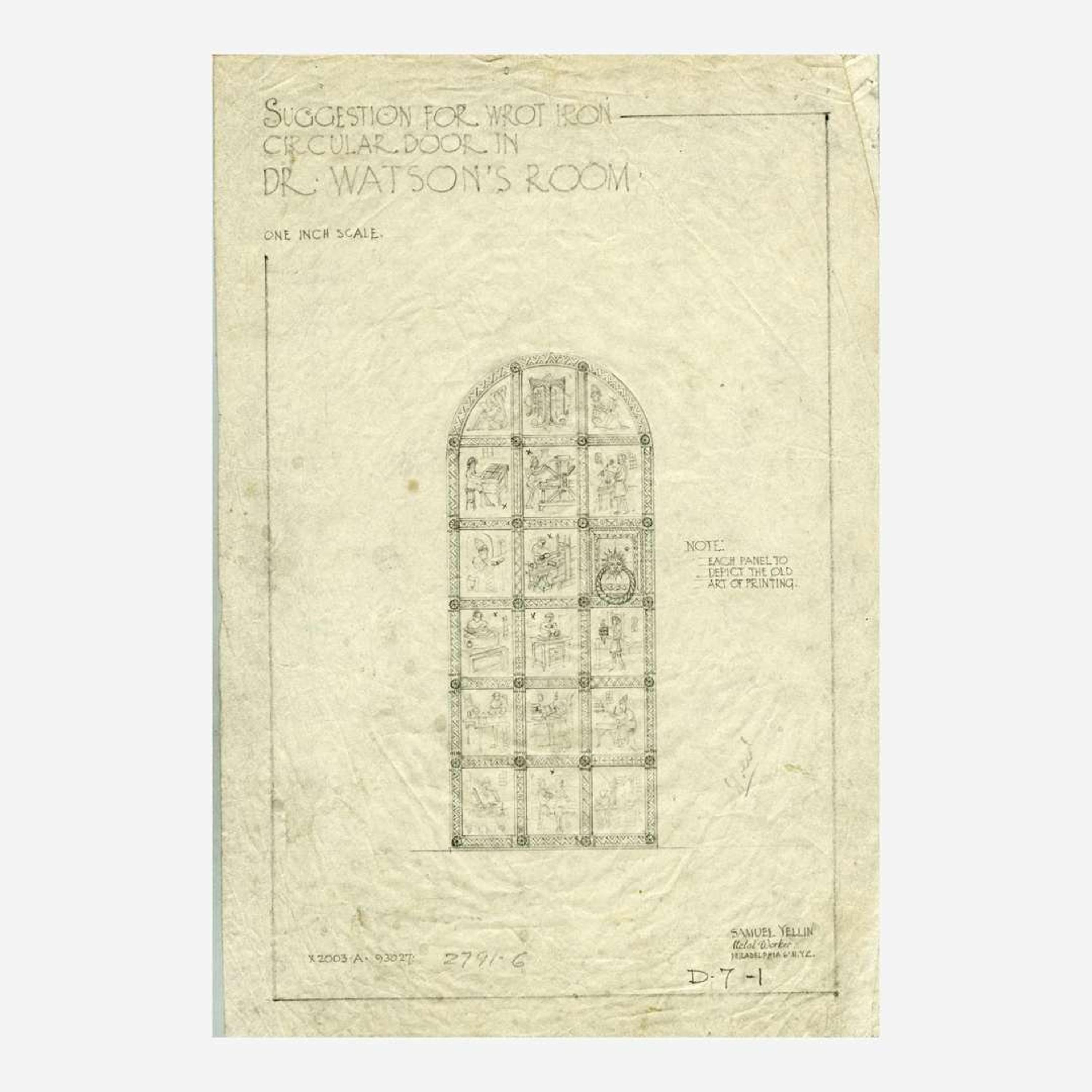 Samuel Yellin (American, b. Ukraine, 1884-1940) Rare and Important "Sketch in Iron", a Study Panel for a Door for the J. Walter Thompson Advertising Agency, New York, circa 1928