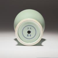 A Chinese Celadon Glazed 'Chilong' Vase, Yongzheng Mark — 雍正款 粉青釉盤螭龍長頸瓶