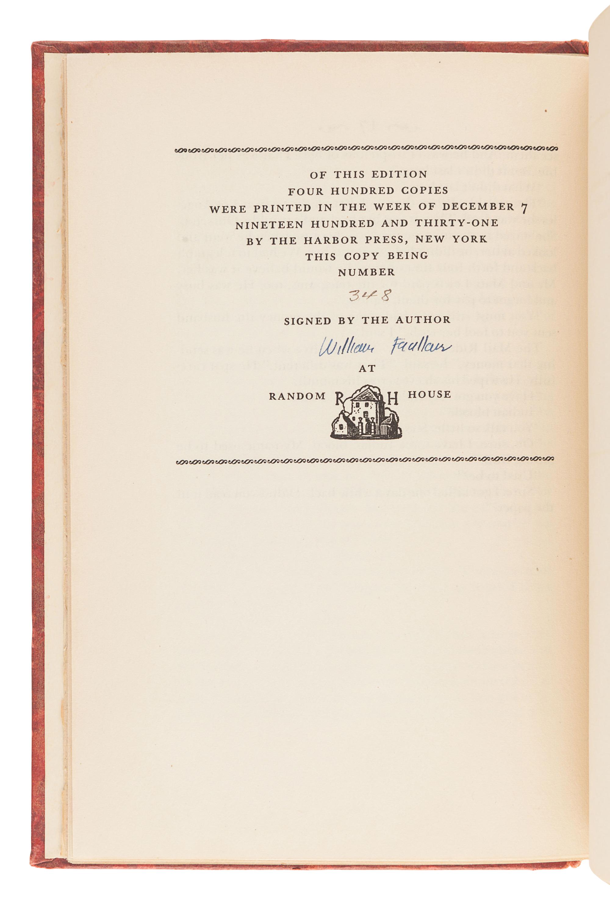 FAULKNER, William (1897-1962). Idyll in the Desert . New York: Random House, 1931.