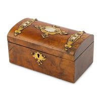 An English Walnut and Brass Mounted Tea Caddy