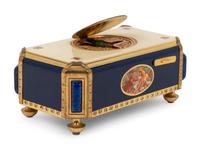 A Swiss Enamel Singing Bird Automaton Box