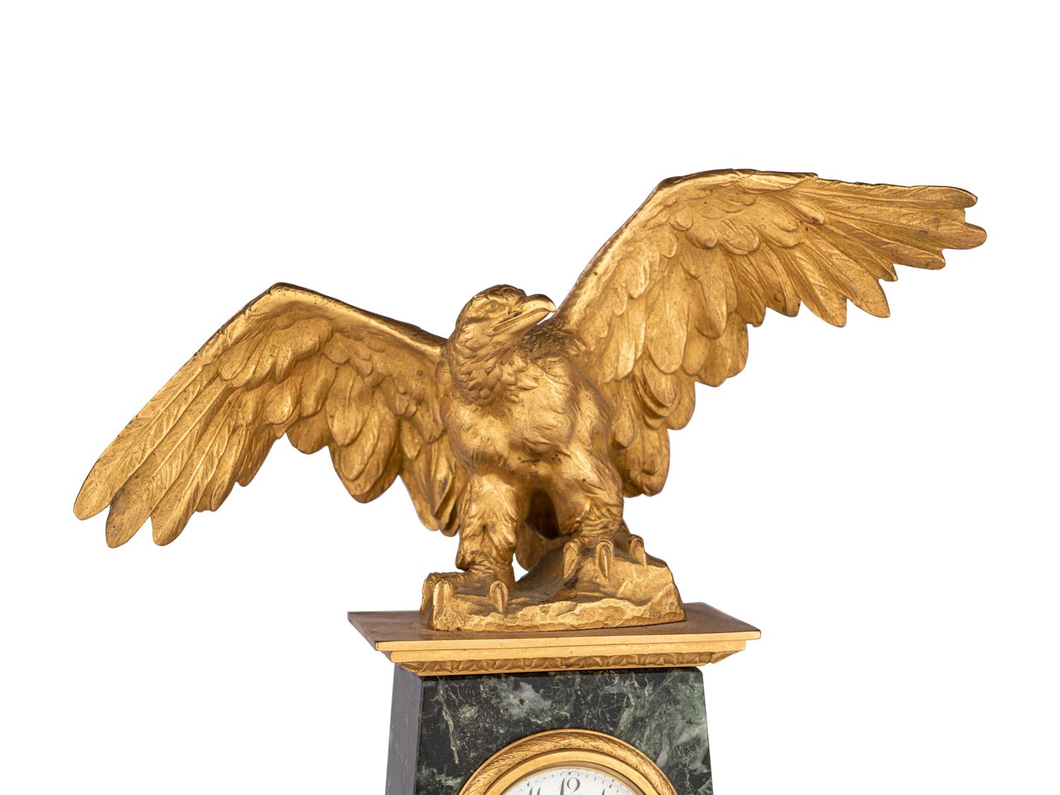 A Continental Marble and Gilt Bronze Eagle Clock