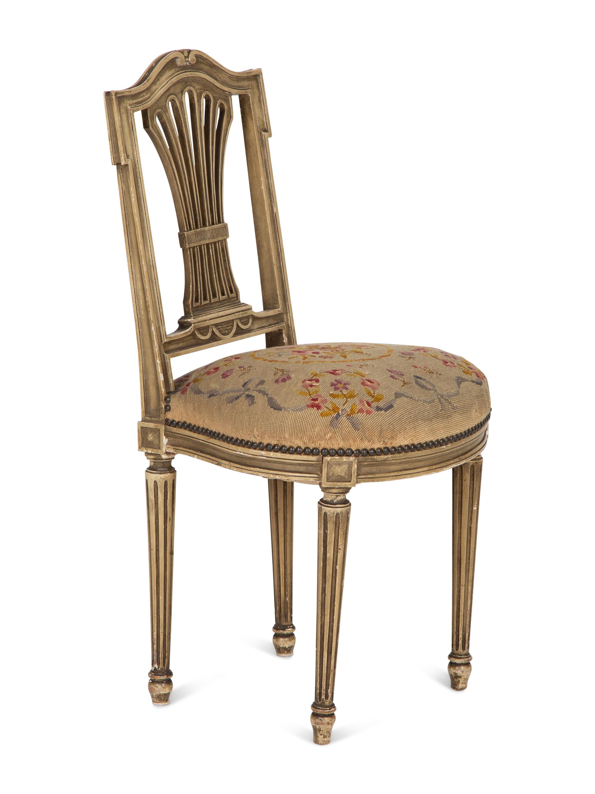 A Pair of Louis XVI Style Painted Side Chairs