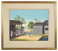 Chinese Export School 19th Century, A Set of Four Paintings Depicting Various Stages of Silk Production