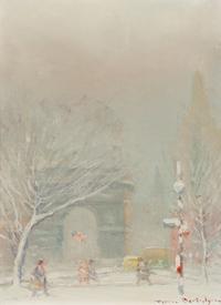 Johann Berthelsen, (American, 1883-1972), Washington Square Park in Winter