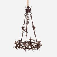 A Gothic Wrought Iron Six-Light Pricket Chandelier French, 15th century or later