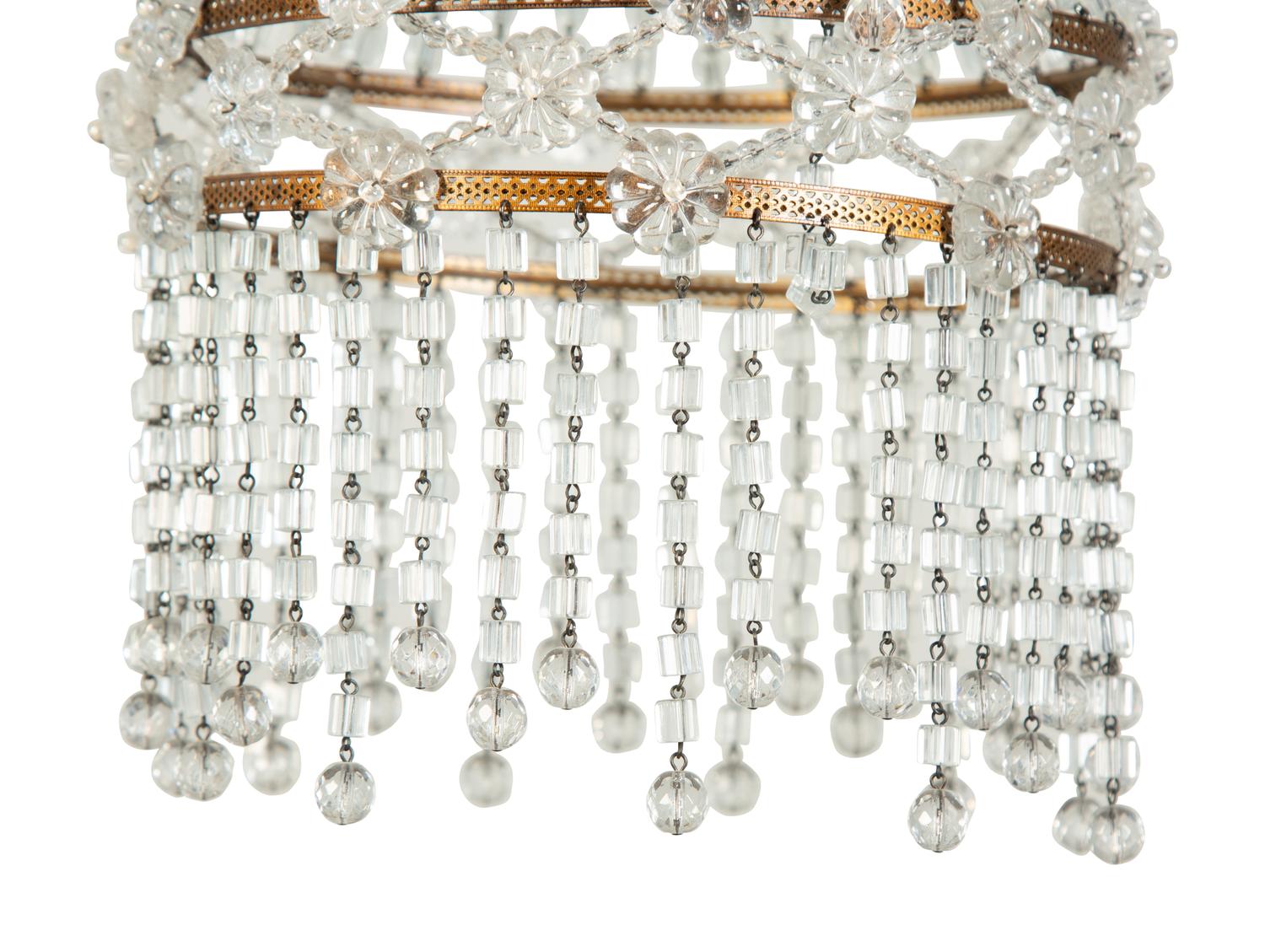 A Small Beaded Glass Chandelier — 20th Century