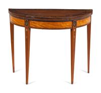 An Edwardian Painted Satinwood Flip-Top Game Table