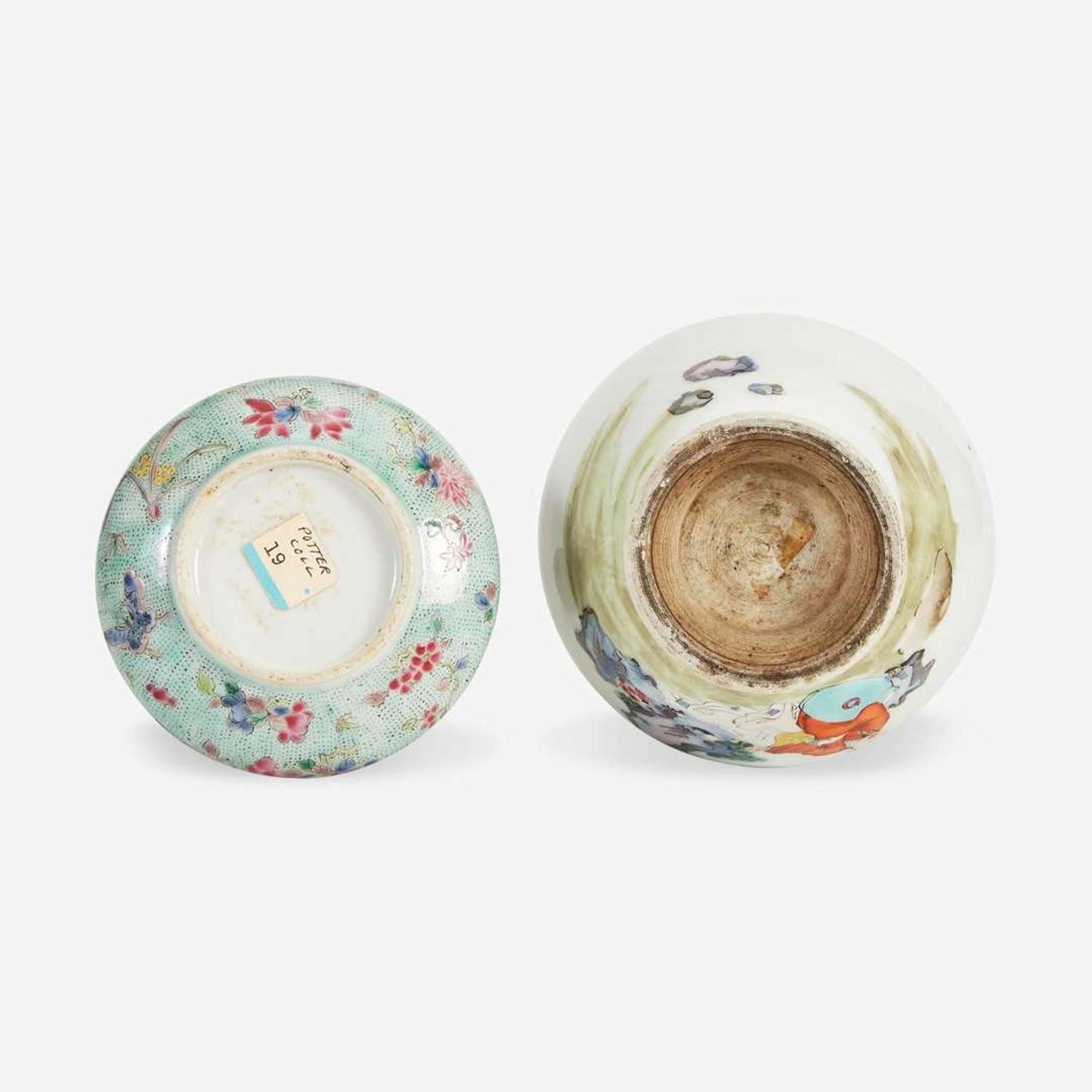 Two Chinese famille rose-decorated porcelain cabinet vases
