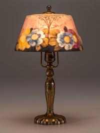 Reverse-Painted Puffy Boudoir Lamp