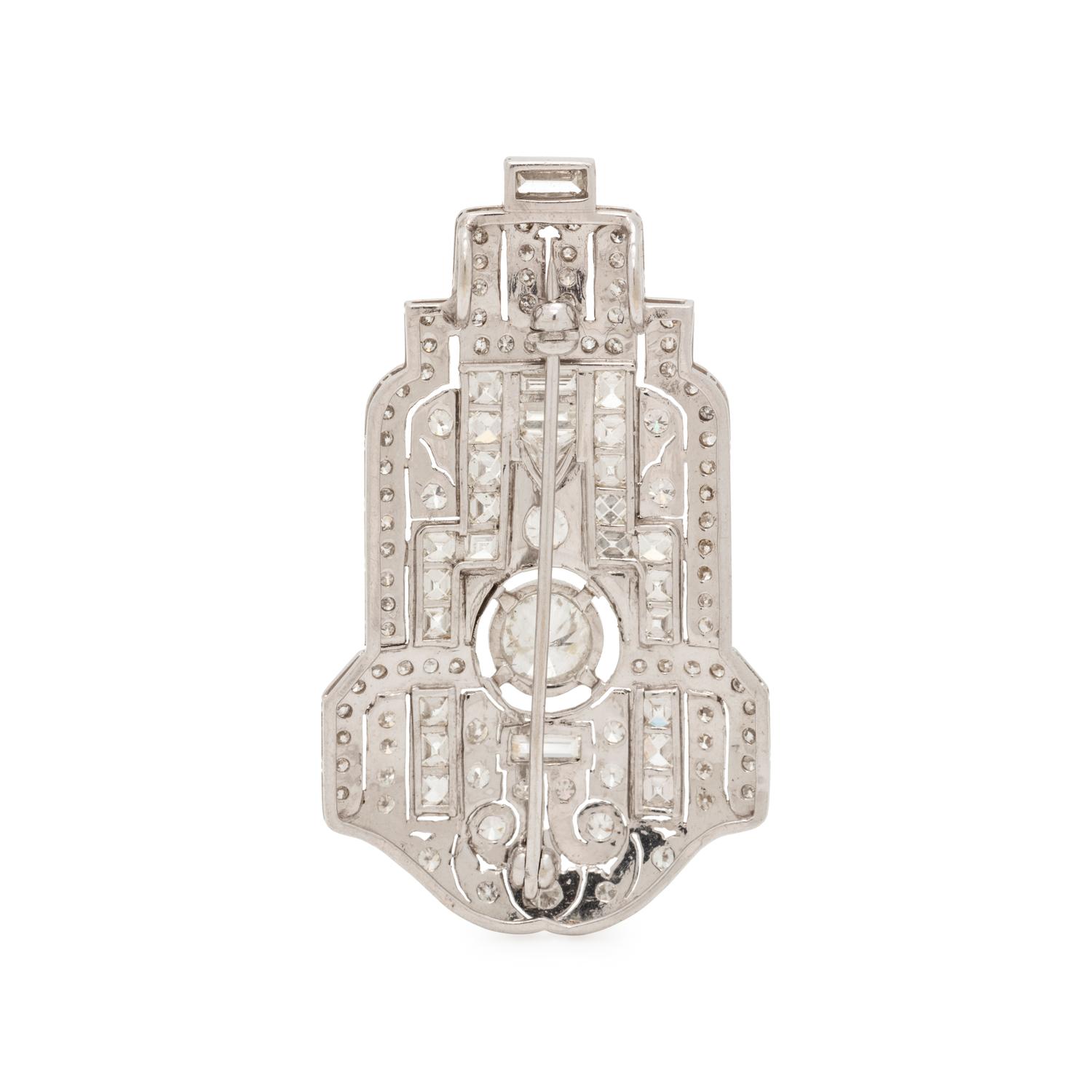 ART DECO, DIAMOND PENDANT/BROOCH