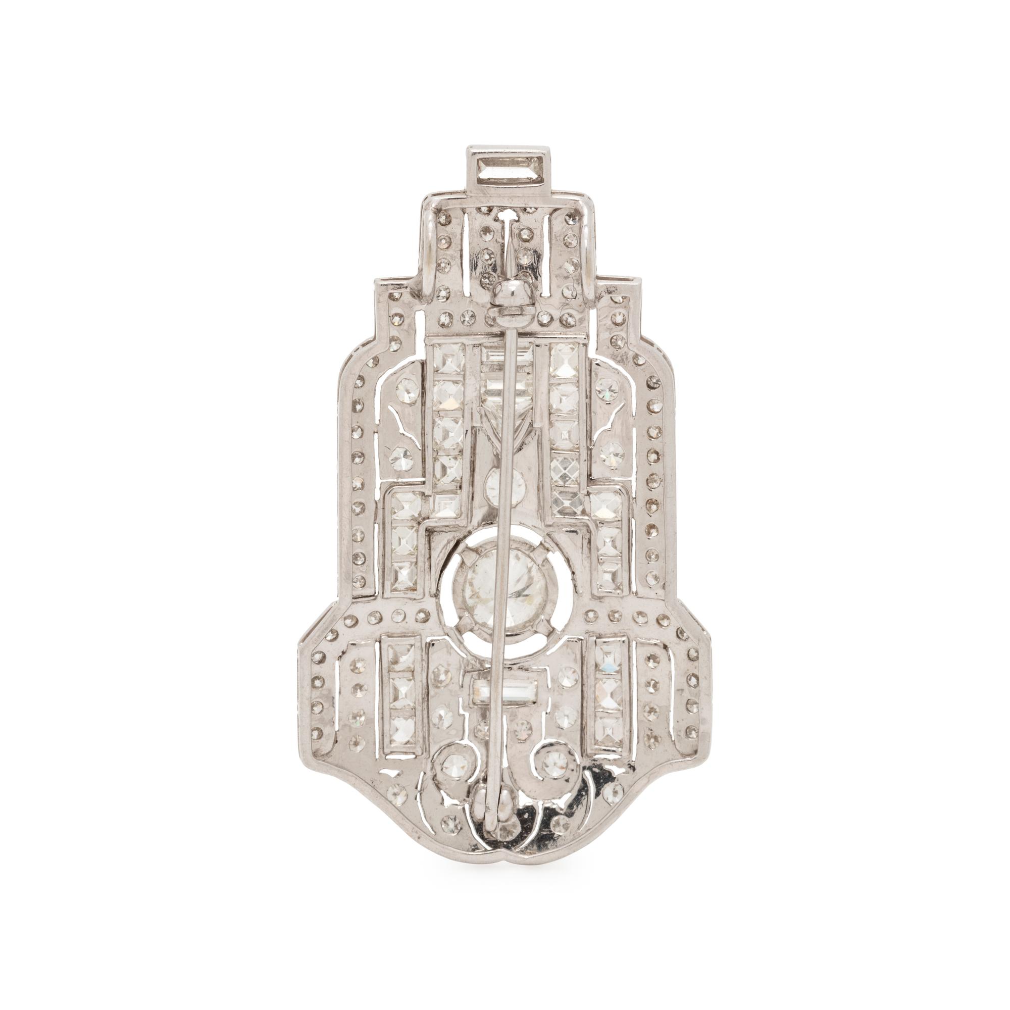 ART DECO, DIAMOND PENDANT/BROOCH