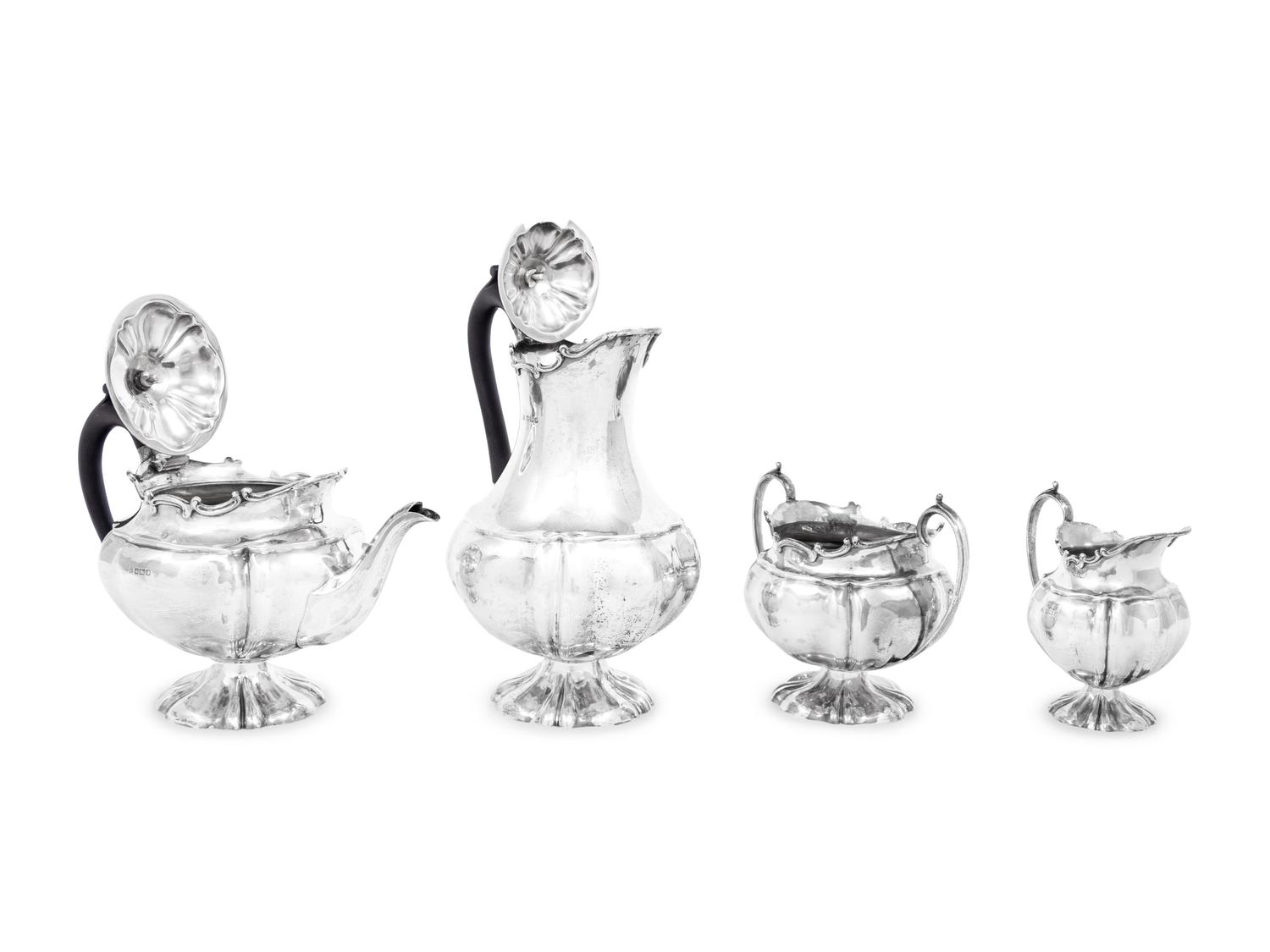 An English Silver Four-Piece Tea and Coffee Service
