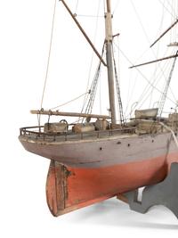 A Carved and Painted Wood Three-Mast Ship Model