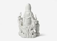 A Chinese Blanc-de-Chine Porcelain Figural Group of Guanyin and Attendants