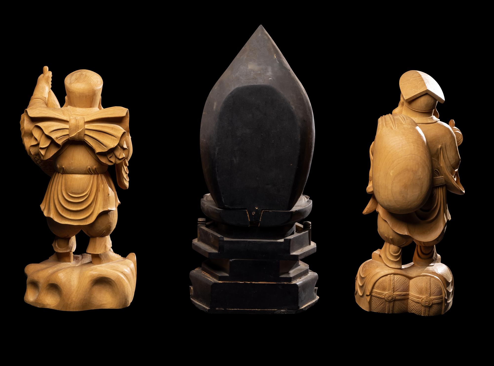 Three Japanese Carved Wood Figures