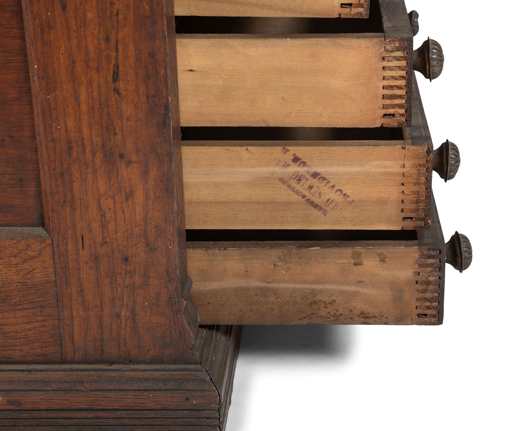 A J & P Coats Six Drawer Oak Advertising Spool Cabinet