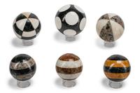 A Set of Twelve Grand Tour Style Marble Spherical Ornaments