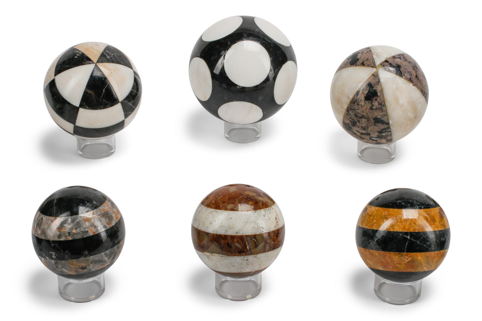 A Set of Twelve Grand Tour Style Marble Spherical Ornaments