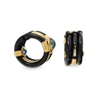 MARINA B., ENAMEL AND GEMSTONE ASYMMETRICAL HOOP EARRINGS