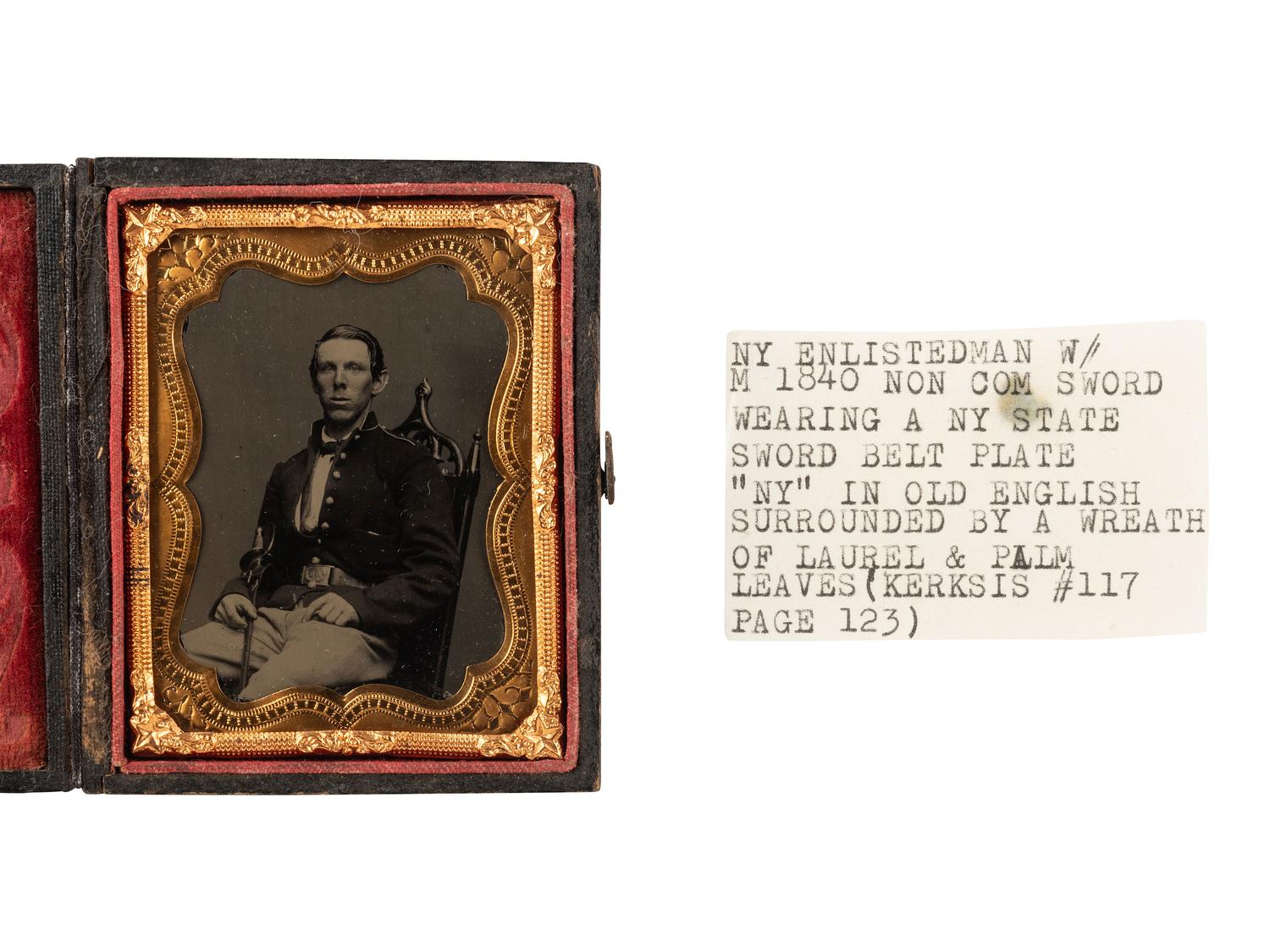 [CIVIL WAR]. 3 ninth plate ambrotypes of pre-war and early war soldiers incl. 2 armed subjects.