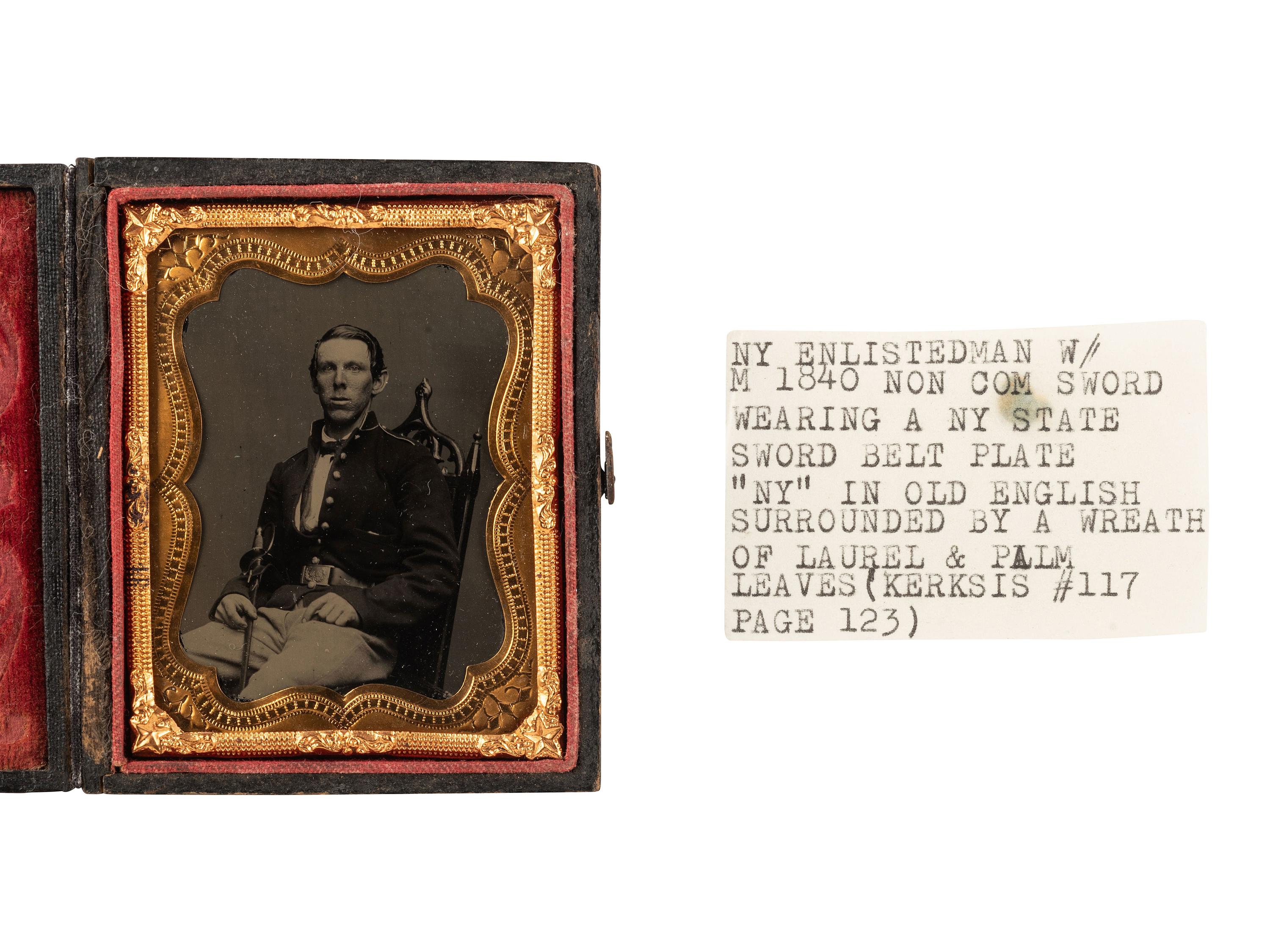[CIVIL WAR]. 3 ninth plate ambrotypes of pre-war and early war soldiers incl. 2 armed subjects.