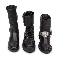 THREE PAIRS OF DESIGNER BLACK LEATHER BOOTS