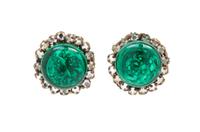 A Pair of Miriam Haskell Green Earclips,