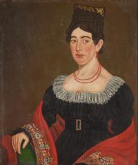 Micah Williams (1782-1837), A Portrait of a Lady with Coral Earrings and Embroidered Shawl