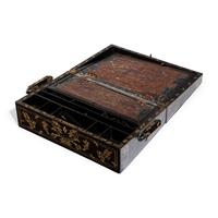 An Anglo-Indian Bone Inlaid Ebony Writing Slope