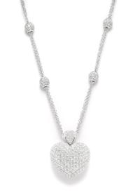 An 18 Karat White Gold and Diamond Heart Necklace, 19.70 dwts.