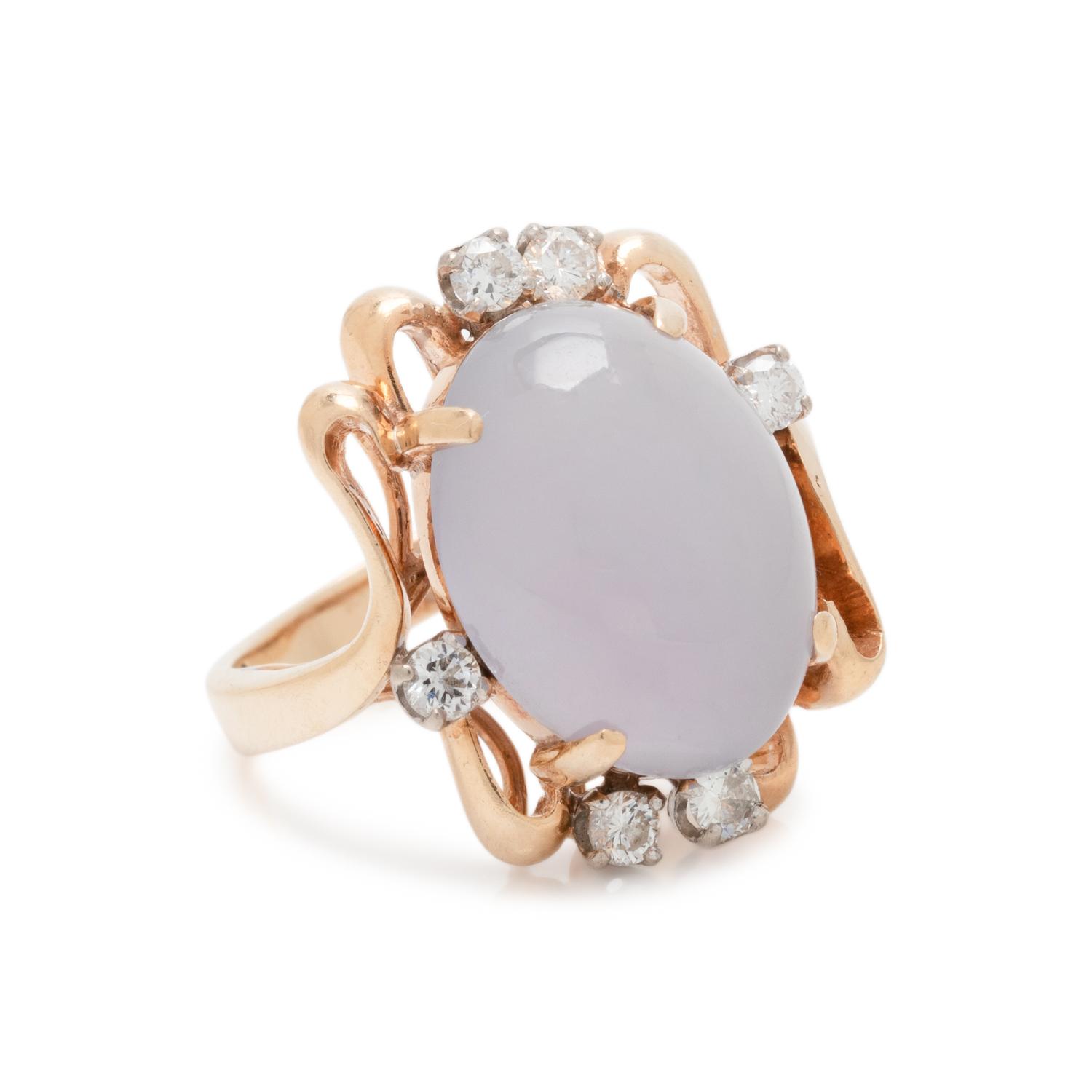 LAVENDER JADE AND DIAMOND RING