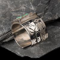 Roy Talahaftewa (Hopi, b. 1955) — Sterling Silver and Turquoise Cuff Bracelet
