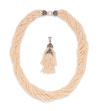 CULTURED PEARL AND DIAMOND MULTISTRAND NECKLACE
