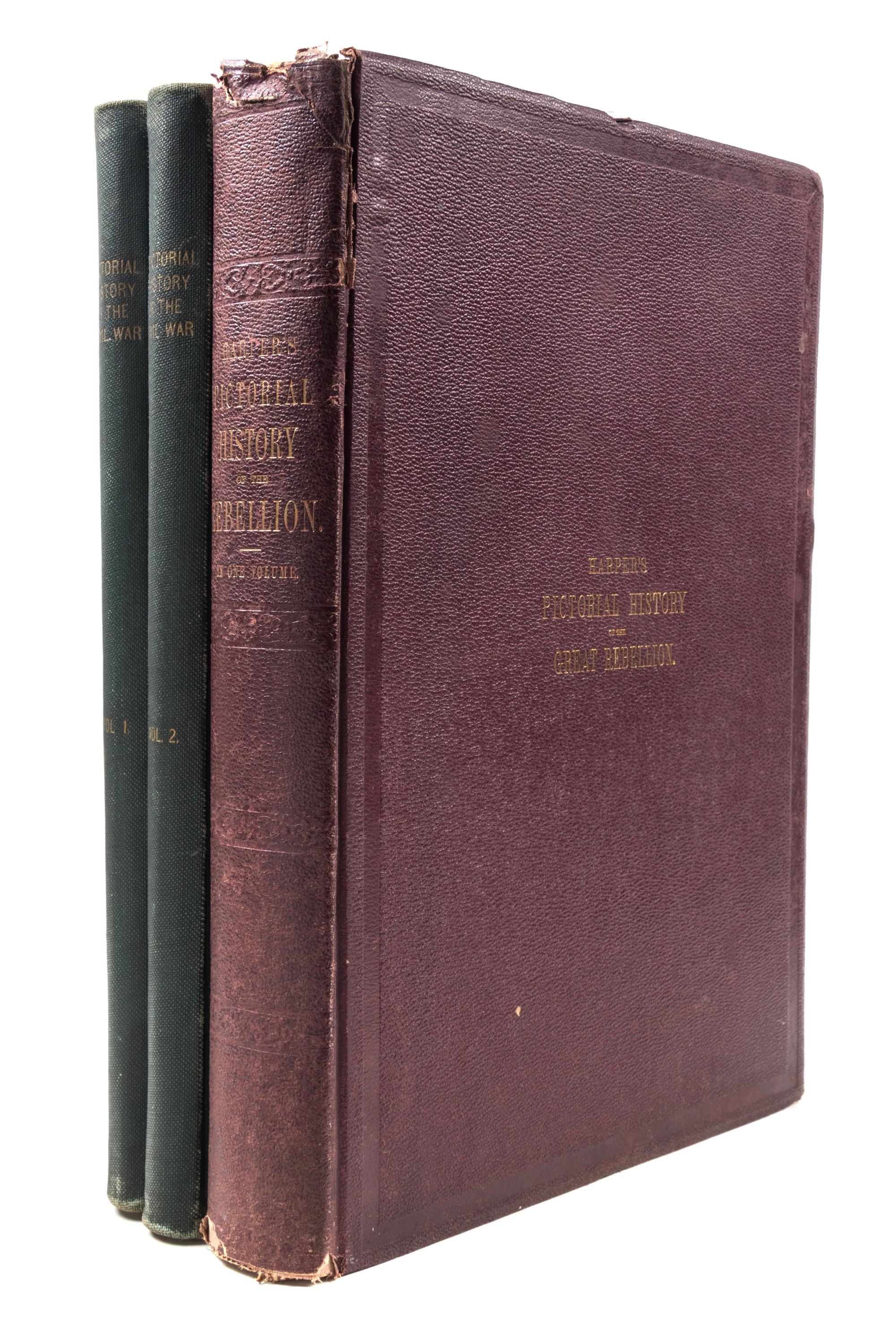 (CIVIL WAR, HARPER'S WEEKLY) Pictorial History of the Civil War. 2 vols. With Pictorial History of the Great Rebellion. NY, 1866. (3)