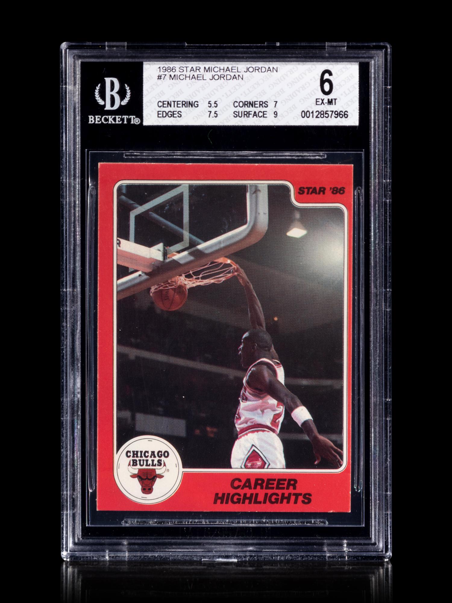 A 1986 Star Michael Jordan Set Break Basketball Card No. 7 Career Highlights BGS 6 EX-MT.