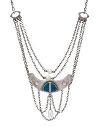 A Jugendstil Silver, Sodalite and Cultured Pearl Necklace, Levinger & Bissinger,