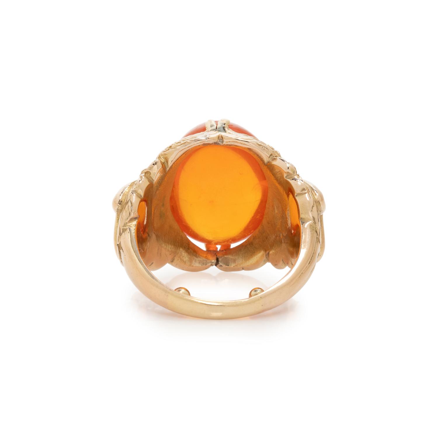 YELLOW GOLD AND FIRE OPAL RING