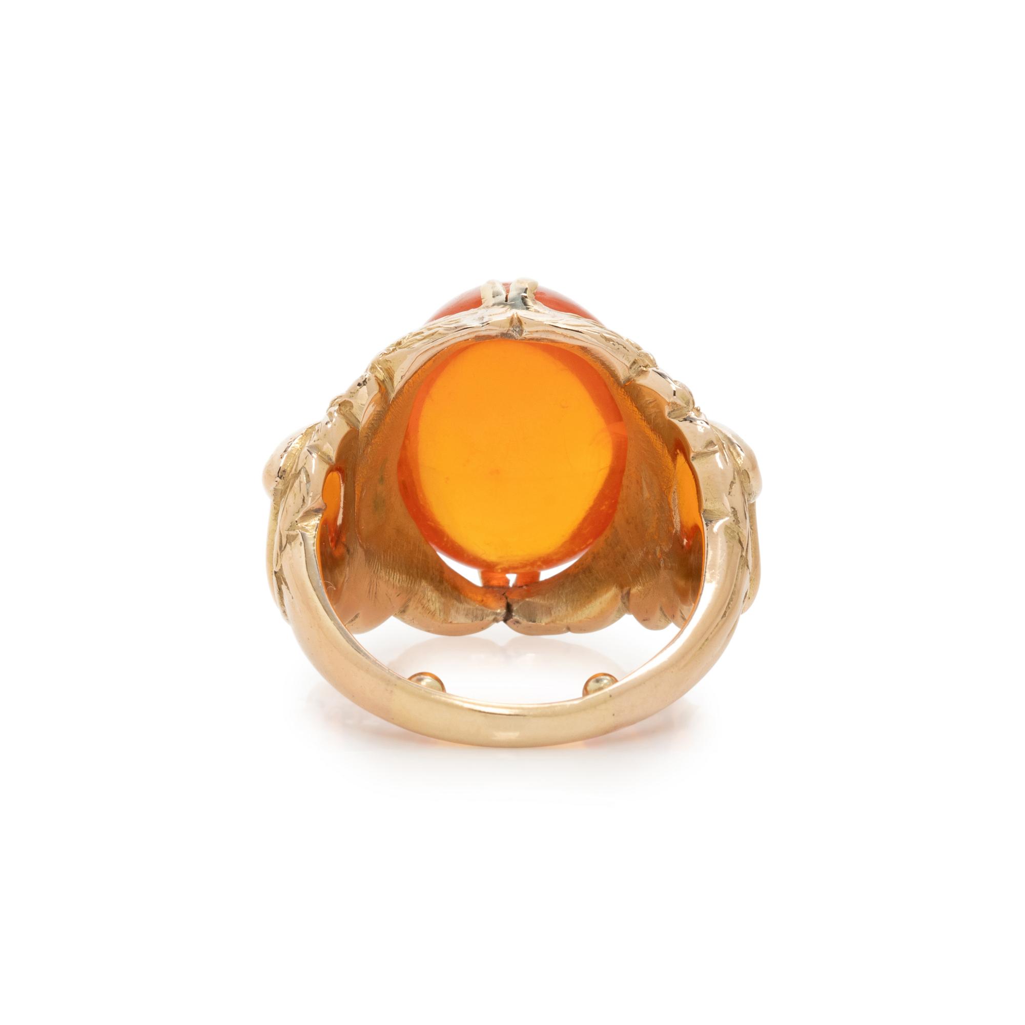 YELLOW GOLD AND FIRE OPAL RING