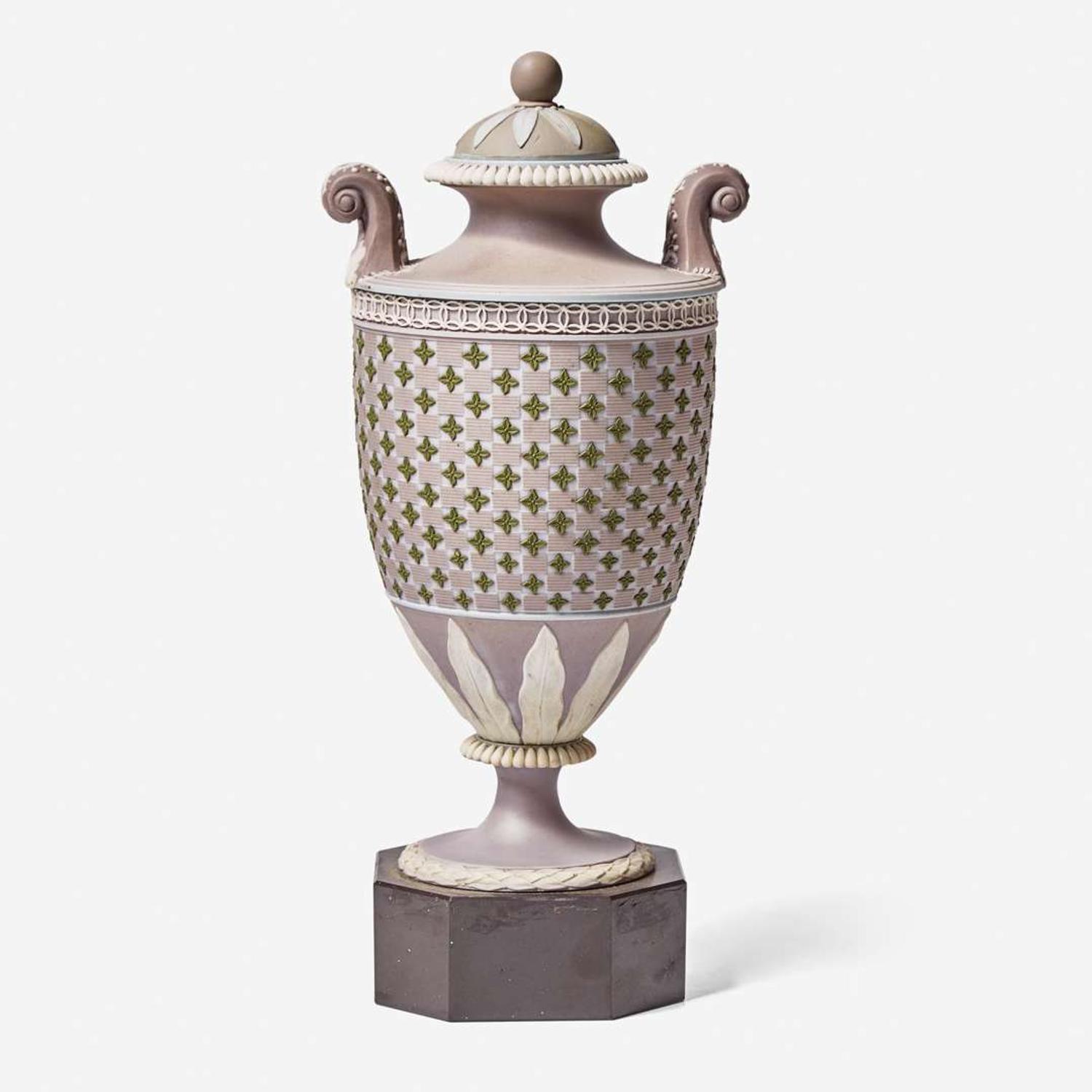 A Wedgwood Tricolor Diced Ware Vase and Cover UK, late 19th century